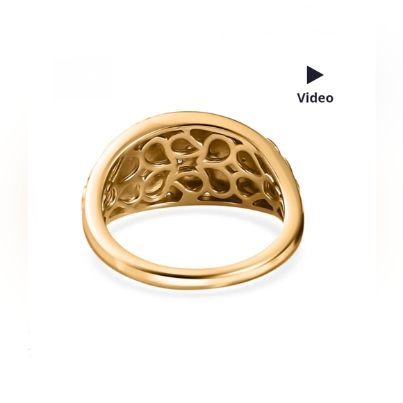 Micro Diamond dome ring, vermeil, Size 7 - Picture 5 of 7